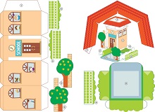 ocuklar iin hazr ev model maketi ablonu, paper craft model house